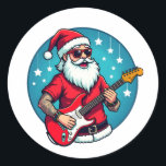 Christmas guitarist  Rockmusic Christmas (3) Classic Round Sticker<br><div class="desc">Christmas guitarist  Rockmusic Christmas (3)</div>