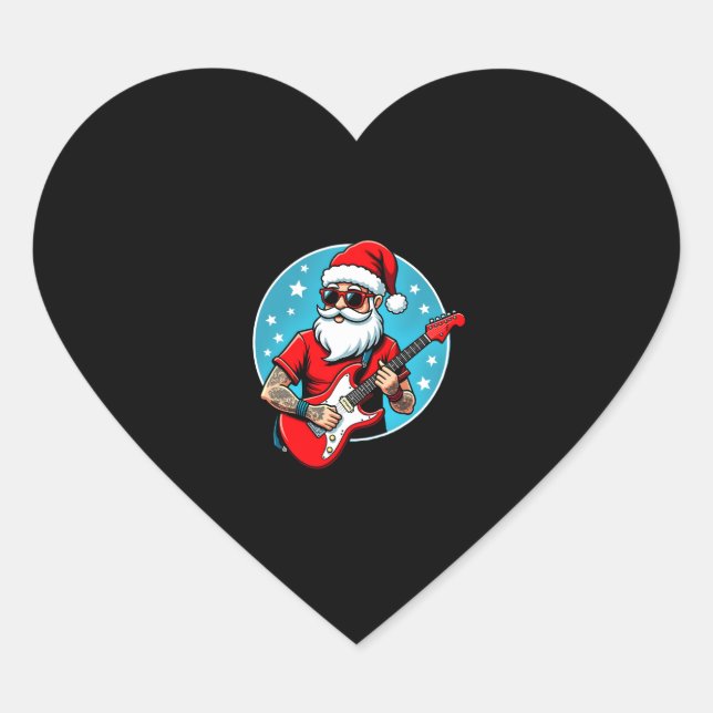 Christmas guitarist  Rockmusic Christmas (3) Heart Sticker (Front)