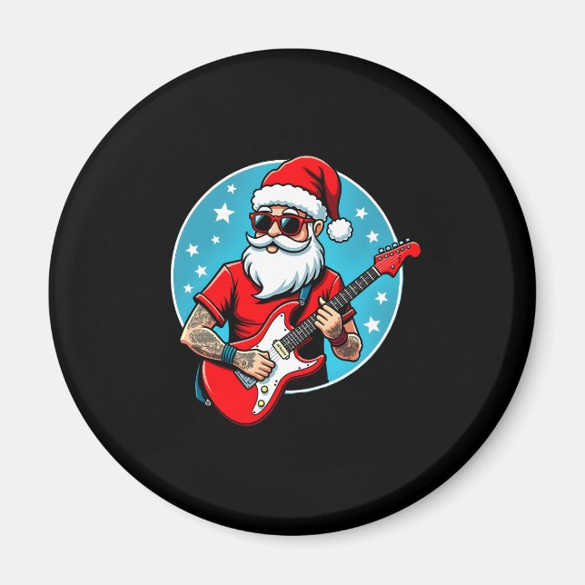 Christmas guitarist  Rockmusic Christmas (3) Magnet (Front)