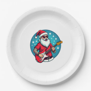 Christmas guitarist  Rockmusic Christmas (3) Paper Plate