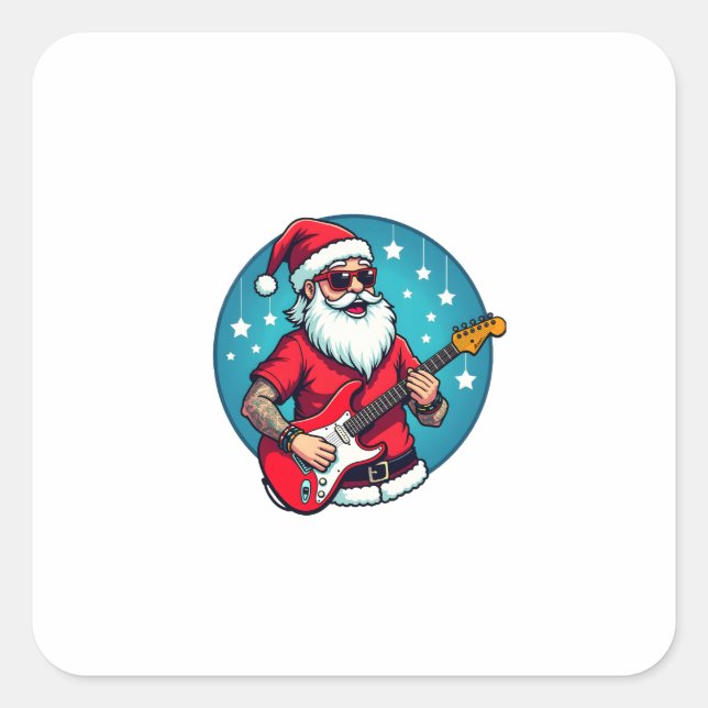 Christmas guitarist  Rockmusic Christmas (3) Square Sticker (Front)