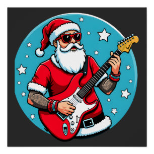 Christmas guitarist Rockmusic Christmas (4) Poster