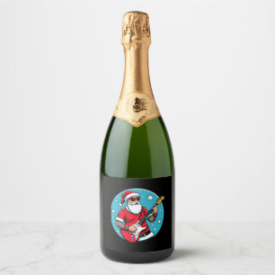 Christmas guitarist  Rockmusic Christmas (4) Sparkling Wine Label