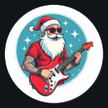 Christmas guitarist  Rockmusic Christmas Classic Round Sticker<br><div class="desc">Christmas guitarist  Rockmusic Christmas</div>