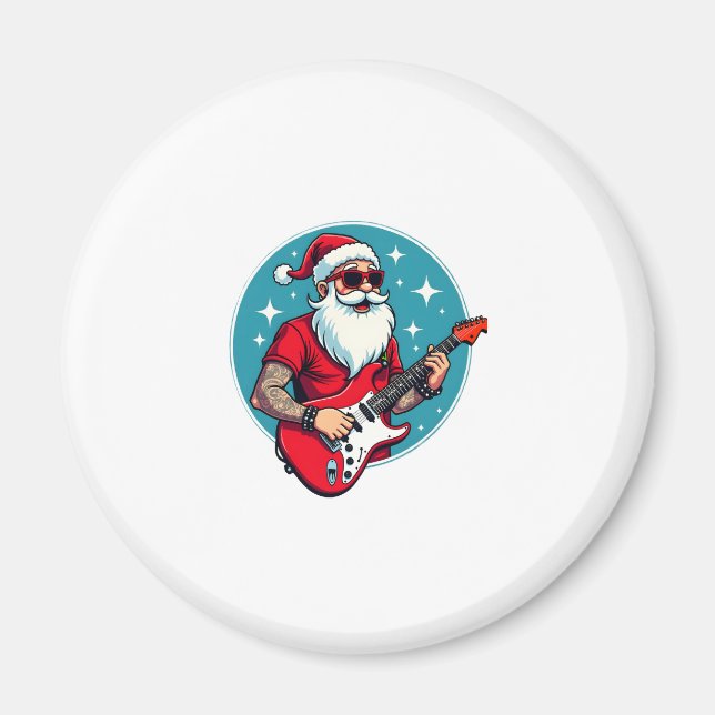 Christmas guitarist  Rockmusic Christmas Magnet (Front)