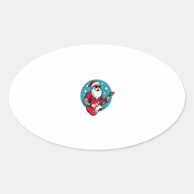 Christmas guitarist  Rockmusic Christmas Oval Sticker (Front)
