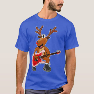 Christmas Guitarist Rudolf The Reindeer Electric G T-Shirt