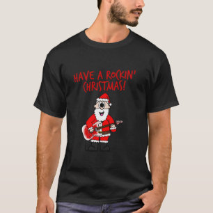 Christmas Guitarist Santa Playing Guitar Music Tea T-Shirt