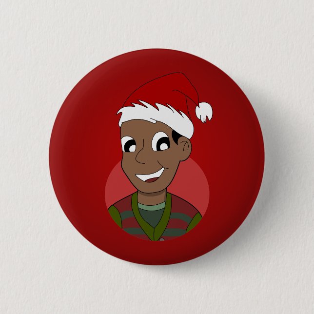 Christmas guy cartoon 6 cm round badge (Front)