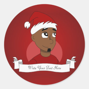 Christmas guy cartoon classic round sticker