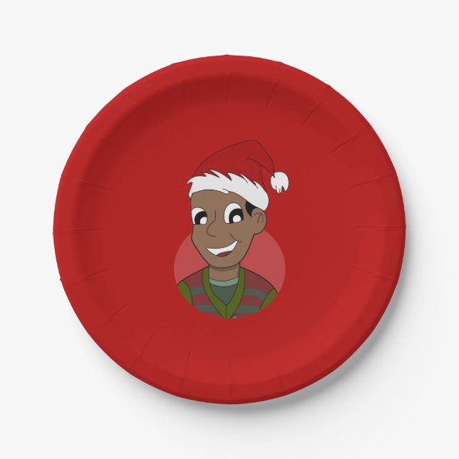 Christmas guy cartoon paper plate (Front)