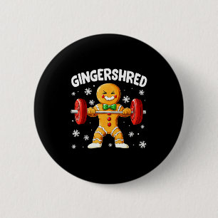 Christmas Gym Gingerbread Gingershred Xmas Workout 6 Cm Round Badge