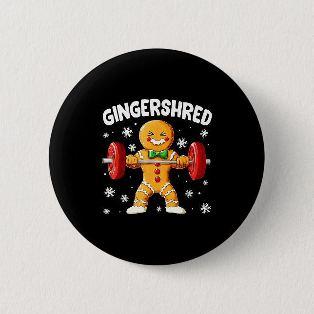 Christmas Gym Gingerbread Gingershred Xmas Workout 6 Cm Round Badge (Front)