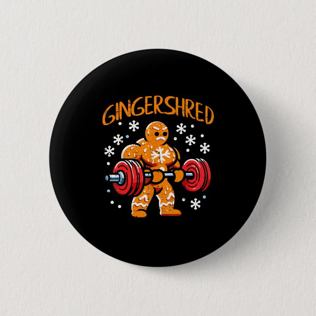 Christmas Gym Gingerbread Gingershred Xmas Workout 6 Cm Round Badge (Front)