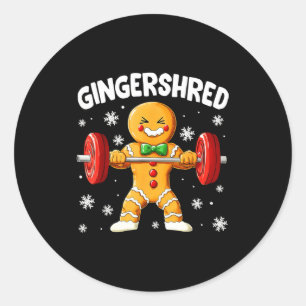 Christmas Gym Gingerbread Gingershred Xmas Workout Classic Round Sticker