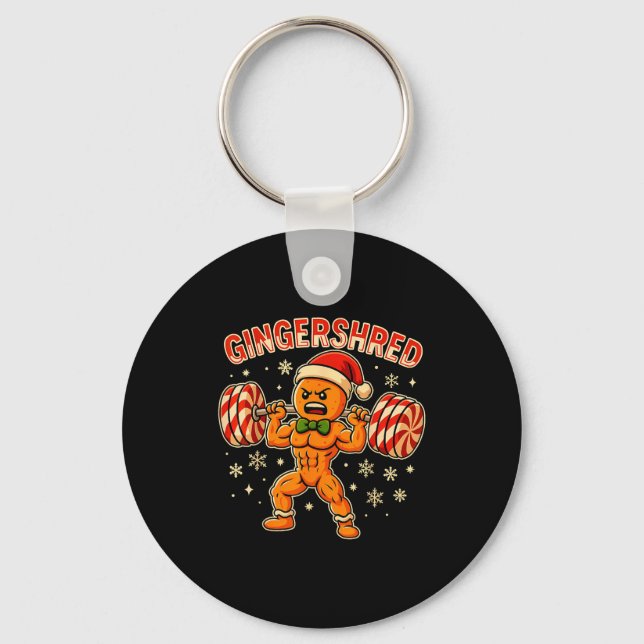 Christmas Gym Gingerbread Gingershred Xmas Workout Key Ring (Front)
