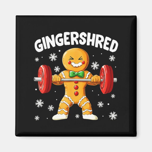 Christmas Gym Gingerbread Gingershred Xmas Workout Magnet (Front)