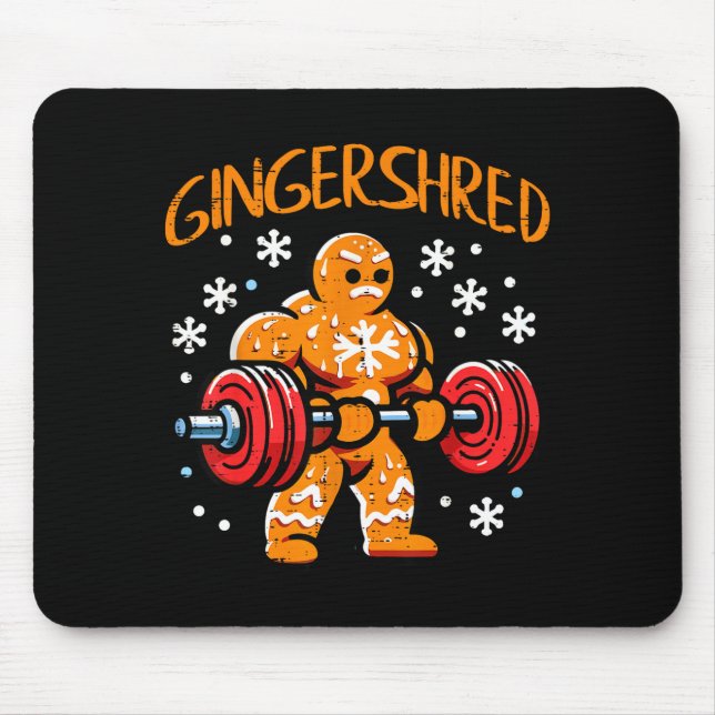 Christmas Gym Gingerbread Gingershred Xmas Workout Mouse Mat (Front)