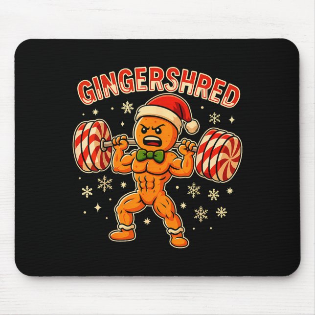 Christmas Gym Gingerbread Gingershred Xmas Workout Mouse Mat (Front)