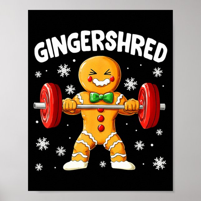 Christmas Gym Gingerbread Gingershred Xmas Workout Poster (Front)