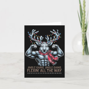 Christmas Gym Workout Reindeer Gains Flexing All T Card