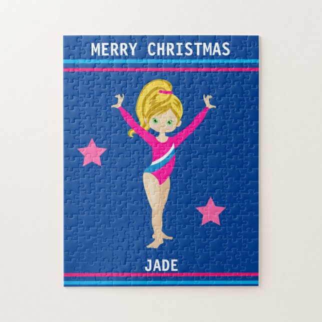 CHRISTMAS GYMNASTICS PUZZLE FOR GIRLS PERSONALIZED (Vertical)