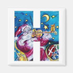 CHRISTMAS H LETTER / INSPIRED SANTA MONOGRAM MAGNET
