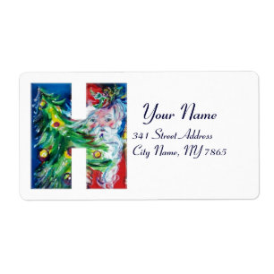 CHRISTMAS H LETTER / SANTA WITH CHRISTMAS TREE