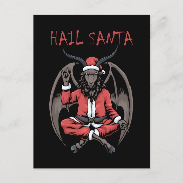 Christmas Hail Santa Satanism Goat Baphomet Postcard (Front)