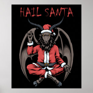 Christmas Hail Santa Satanism Goat Baphomet Poster