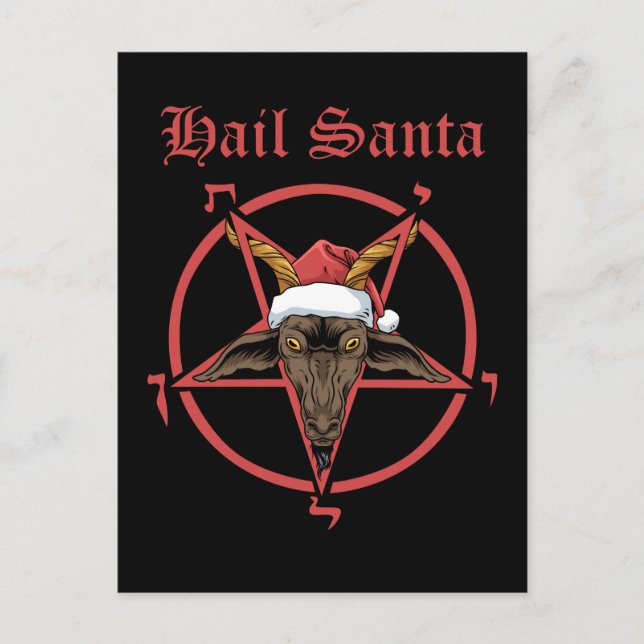 Christmas Hail Santa Satanism Goat Satan Baphomet Postcard (Front)