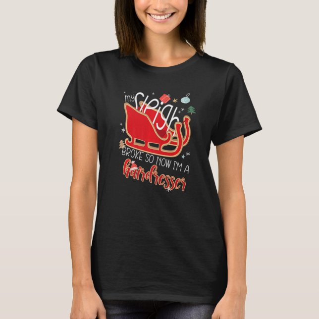 Christmas Hairdresser Barber Shop Hairstylist T-Shirt (Front)