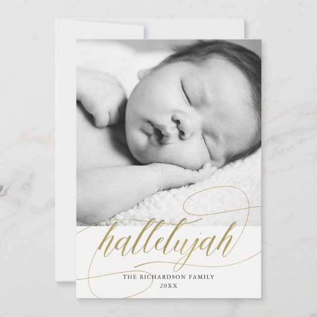 Christmas Hallelujah | Faux Gold with Photo Holiday Card (Front)