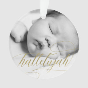 Christmas Hallelujah Faux Gold with Photo Ornament