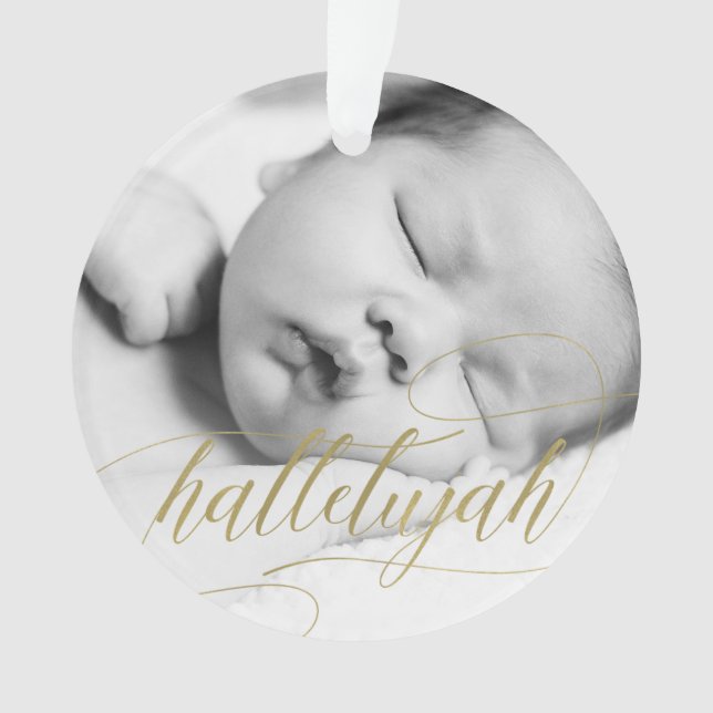 Christmas Hallelujah | Faux Gold with Photo Ornament (Front)