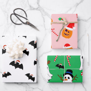 Christmas Halloween mix theme Wrapping Paper Sheet