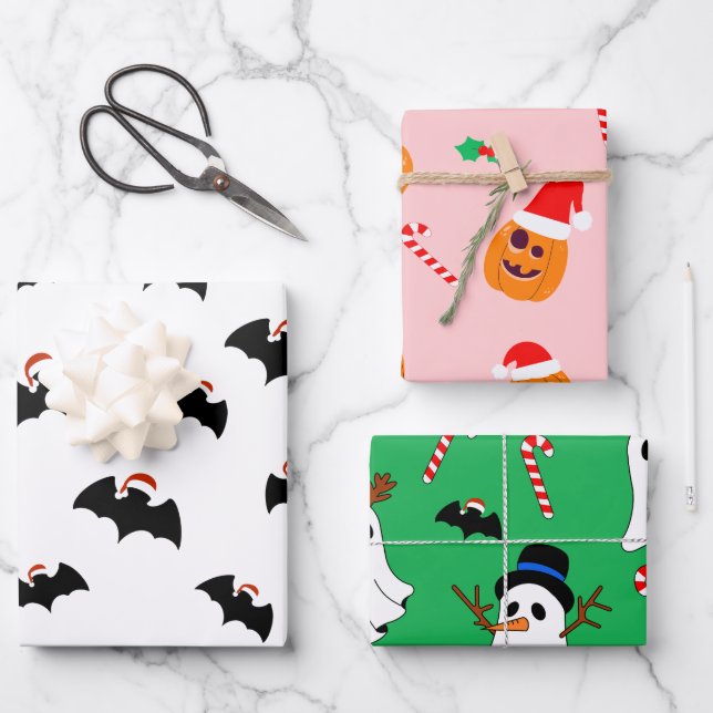  Christmas Halloween mix theme Wrapping Paper Sheet (Front)