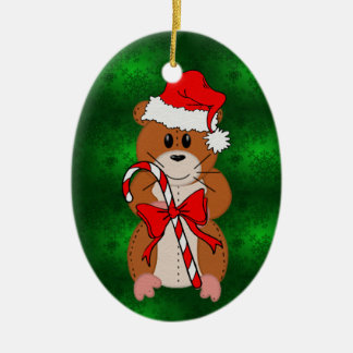 Christmas Hamster Ceramic Tree Decoration