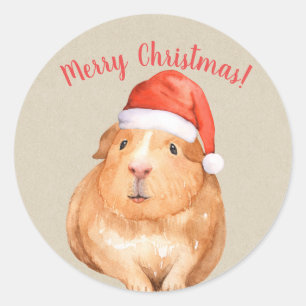 Christmas Hamster Guinea Pig Country Holiday Classic Round Sticker