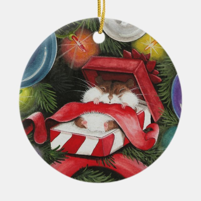 Christmas Hamster - Hammie Holiday Ceramic Tree Decoration (Front)