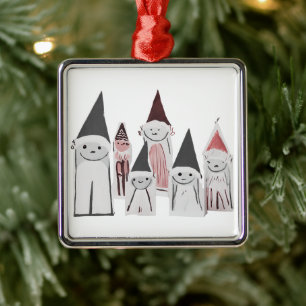 Christmas Hand-Drawn Cute Little Characters Metal Tree Decoration