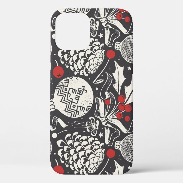 Christmas Hand-Drawn: Mistletoe Pine Seamless. Case-Mate iPhone Case (Back)