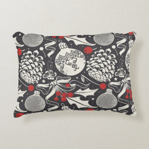Christmas Hand-Drawn: Mistletoe Pine Seamless. Decorative Cushion