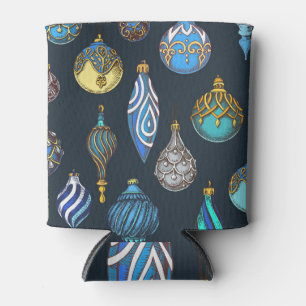 Christmas Hand Drawn, Vintage Decorations. Can Cooler