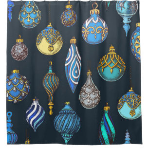 Christmas Hand Drawn, Vintage Decorations. Shower Curtain