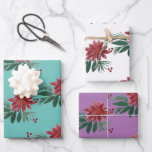 Christmas Hand Watercolor Poinsettia Burgandy Wrapping Paper Sheet<br><div class="desc">Christmas Hand Watercolored Pattern Wrapping Paper</div>
