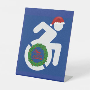 Christmas Handicapped Pedestal Sign