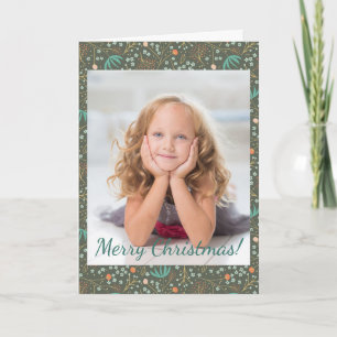 Christmas Handmade Colourful Modern Floral Photo Note Card