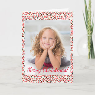 Christmas Handpainted Branches Red Berries Photo Note Card