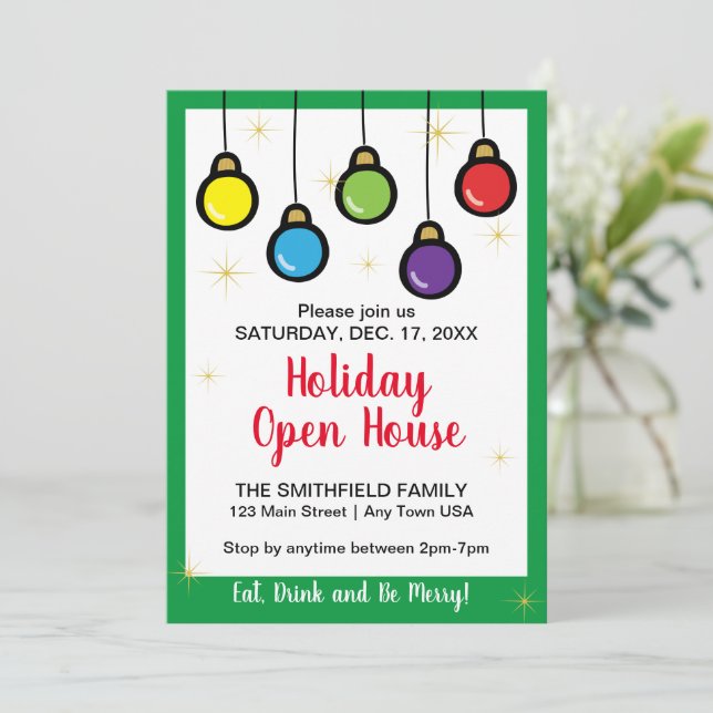 Christmas Hanging Ornament Open House   Invitation (Standing Front)